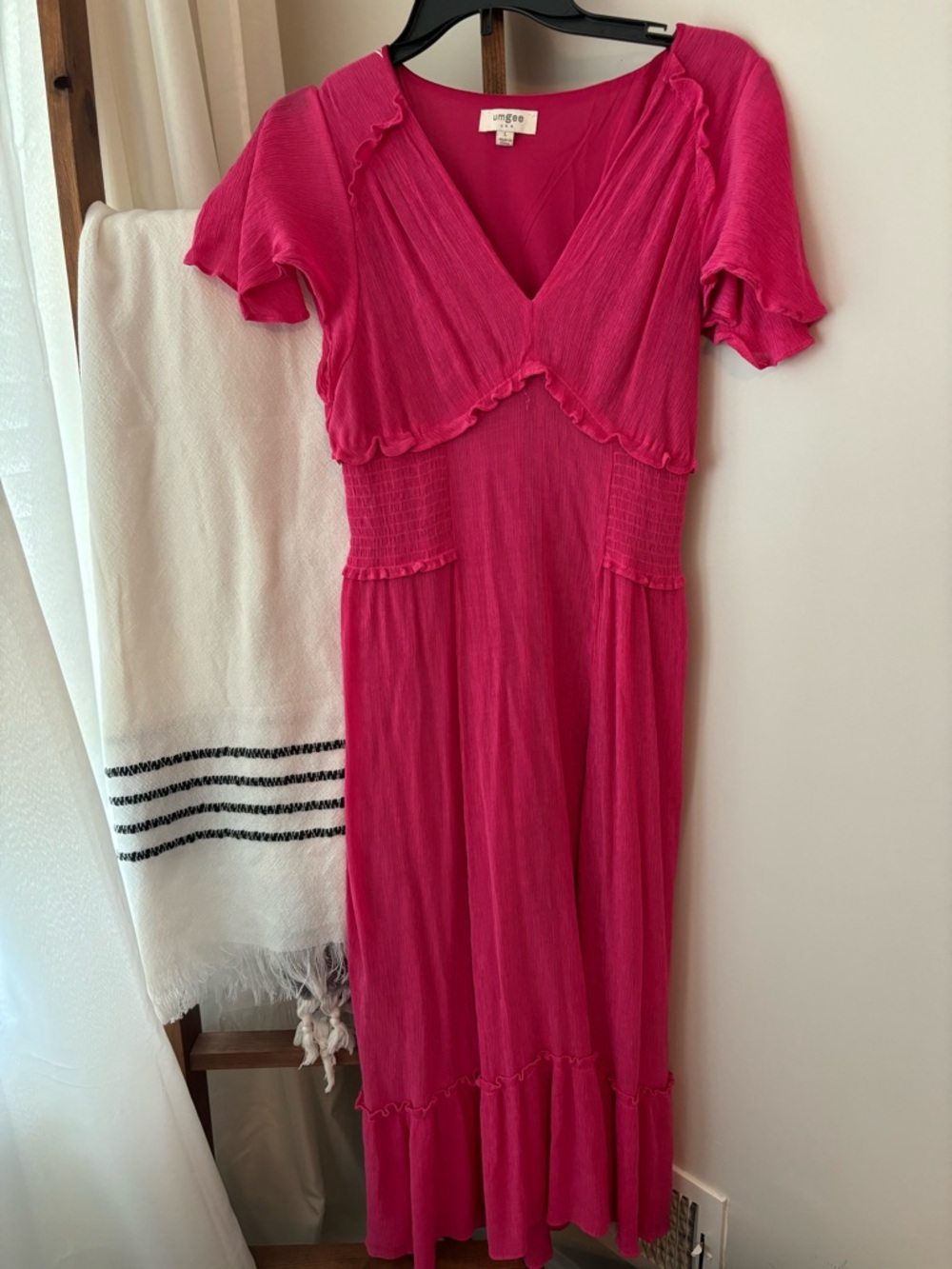 Umgee Fuchsia Pink V-Neck Maxi Dress